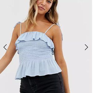 ASOS tie shirred crop tank top